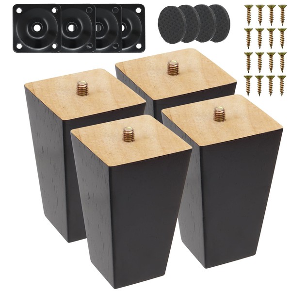 Fomiata Pack of 4 Furniture Feet, Wooden Furniture Legs, 10