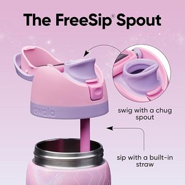 Owala Wicked FreeSip - Botella de agua aislada de acero inoxidable con pajita para deportes y viajes, botella de agua deportiva sin BPA, 32 onzas, Glinda (rosa)