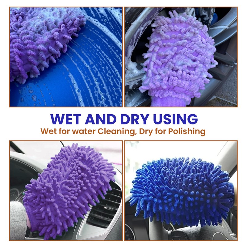 Car Wash Mitt Microfibre x 2 Car Cleaning 2Pack
