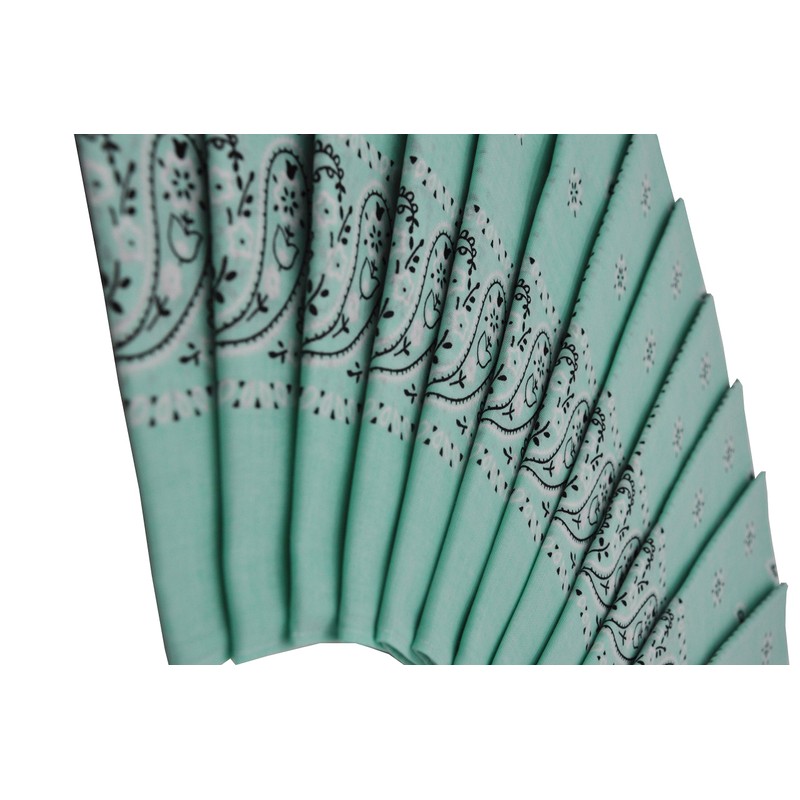 Vamqor 100% Cotton 10 Pack Fine Bandanas(Mint)