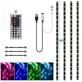 USB LED Strip Light Kit,Topled Light 4 Pre-Cut Strips & 3 Wire Mounting Clips & 44 Key Mini Remote Control Multicolor RGB Home Accent LED Tape Light Strip for TV Backlight
