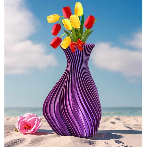 3D Printed Twisted Striped Love-Shaped Vase - Fun Quirky Decorative
