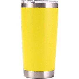 Vasos de doble pared de acero inoxidable de 20 onzas al aspiradora, vaso de viaje, taza térmica de café con tapa (amarillo)