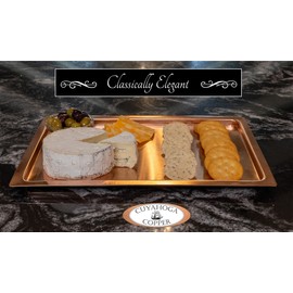 Pure Copper-Plated Serving Tray from Cuyahoga Copper – 9” x 13” – Premium Stainless Steel Base, Rectangular Display Platter for Entertaining, Appetizers, Gifts, Desserts, Charcuterie & Home Décor