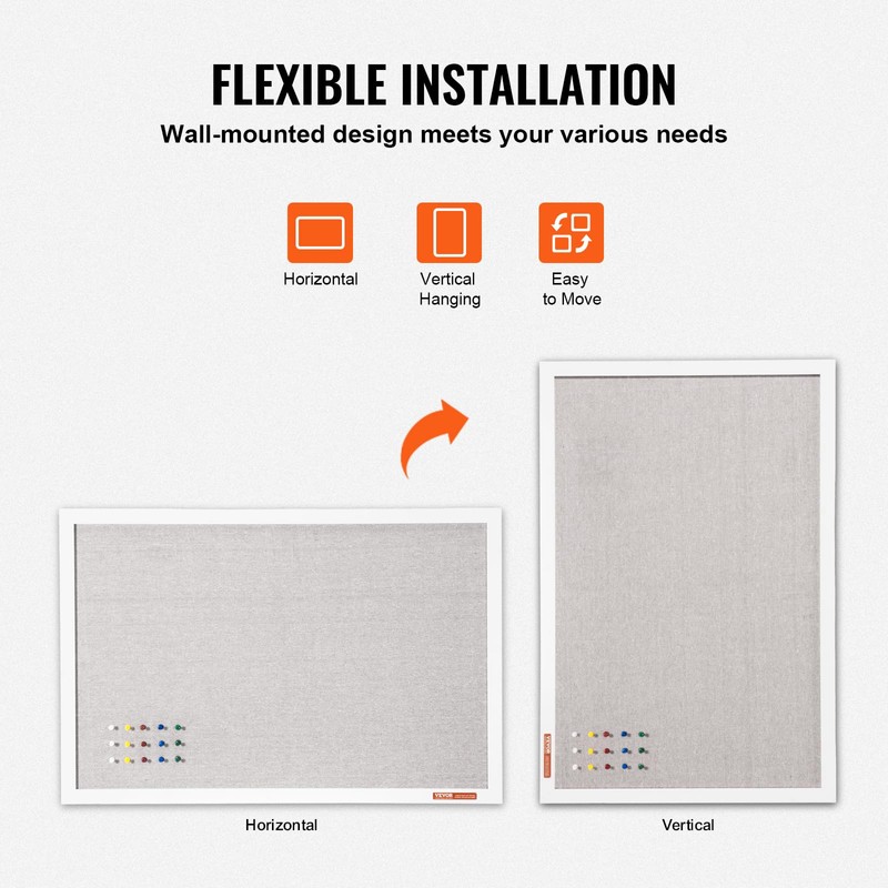 VEVOR 36"x24" White Cork Board with Linen Surface – Stylish