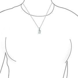 Bling Jewelry ABC Capital Block Letter Alphabet S Initial Pendant Necklace For Teen For Women .925 Sterling Silver