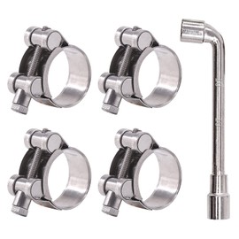 Glarks 4Pcs 32-35mm T-Bolt Hose Clamps 304 Stainless Steel Heavy Duty Ear Clamp Tube Clamp Adjustable Pipe Clamps for 1.26''-1.4'' Dia Range Hose (32-35MM)