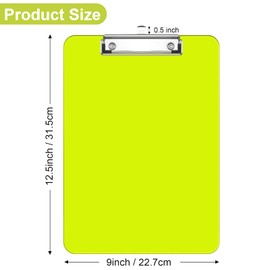 Rimilak Plastic Clipboards Set of 6, Translucent Board with Low Profile Metal Clip, 12.5 x 9 in Letter Size, Office Supply, Back to School, Green