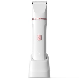 Risina Bikini Trimmer for Women, 2-in-1 Electric Shaver, IPX7 Waterproof, Gentle for Bikini Line & Sensitive Areas, Cordless Rechargeable for Legs Underarms Face, White Gift for Women, Teen Girl Gift