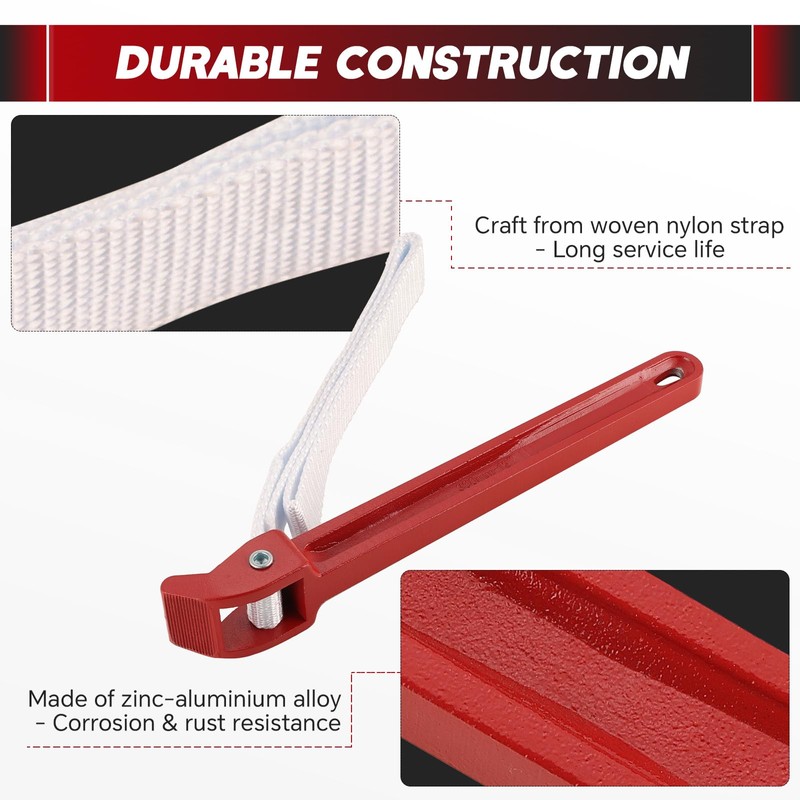 weyleity 12 Inch Pipe Strap Wrench | Adjustable Nylon Strap