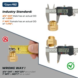 LF Brass 3/4" GHT Male to 1"NPT Female Garden Hose Adapter,Heavy Duty Male to Female Hose Connector,3/4 to 1 Inch Water Hose Fitting for Irrigation,Outdoor Faucet, and Pump