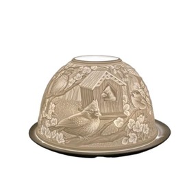 Luumii Light Domes Bird House, LED Light, Porcelain, 4.75-inch Width x 3-inch Height, Home Decor