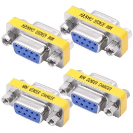 YARCHONN DB9 Gender Changer Solderless Connector Female to Female Adapter Mini RS232 D-SUB 9 Pin Serial Cable Coupler-4pcs (FF)