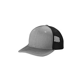 Port Authority Youth Snapback Trucker Cap YC112 Heather Grey/Black