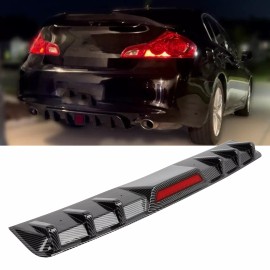 KEEPDSGN Carbon Rear Bumper Diffuser w/ LED Tail Brake Light For Infiniti G35 G37 Sedan