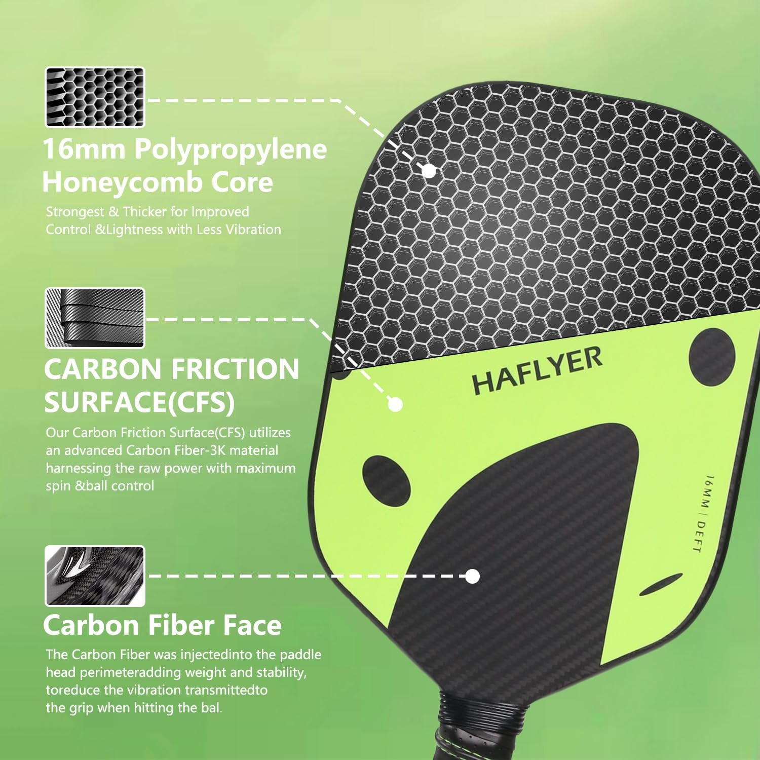Aireo Sports Pickleball Paddles – Carbon Fiber 3K Kevlar, Thermogeformt, USAPA-zugelassen, Falcon Pro Serie