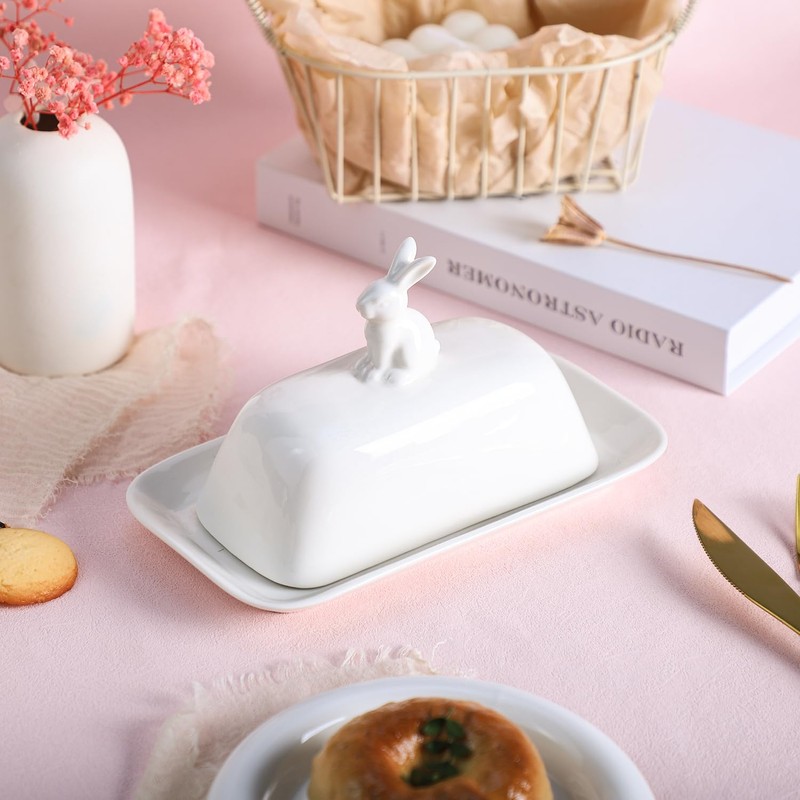 Bicuzat Ceramic Butter Dish with Lid Butter Keeper Butter Plate
