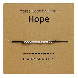 AILUOR Morse Code Bracelet, Silver Plated Beads on Silk Cord Friendship Bracelet Gift for Her, Secret Message Gift Jewellery for Women Men, Gift for Her Him, Metal