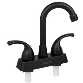 EXCELFU RV Bathroom Sink Faucet, 4 inch RV Bathroom Faucet Replacement for Campers, Motorhome, Travel Trailer, Boat, with Classical Lever Handles and 6-inch High Spout,Non-Metallic (Black)