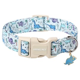 ARING PET Dog Collar, Cute Dinosaur Dog Collar with Quick Release Plastic, Comfortable Cotton Collar for Boys and Girls Dogs