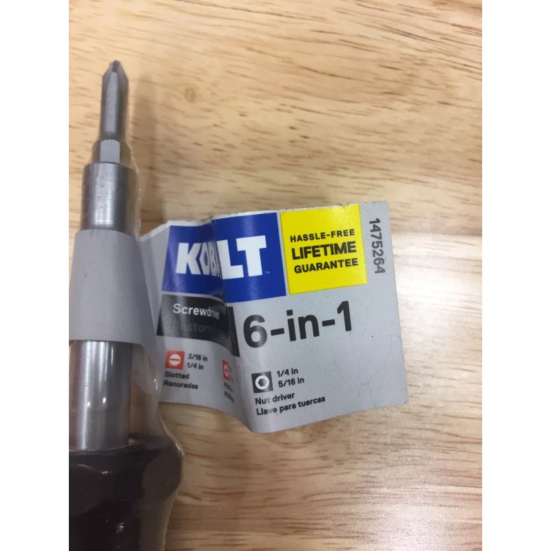Kobalt 6 in 1 Multi-Bit Screwdriver Chrome Plated 67340 Blue