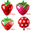 4 Pcs Strawberry Balloons Huge Red Polka Dot Strawberry Aluminum