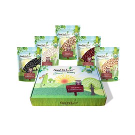 Food to Live Organic Beans in a Gift Box – A Variety Pack of Pinto Beans, Dark Red Kidney Beans, Black Beans, Navy Beans, Garbanzo Beans