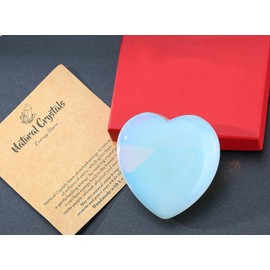 GUJOXILA 2.4" Opal Crystal Large Heart Shaped Love Healing Crystals Gifts for Women Beginners Gemstones Ornaments Protection Polished Reiki Balancing Meditation Spiritual Stones