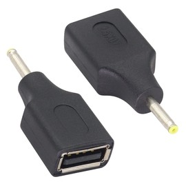 AAOTOKK (2 Pack) DC 2.5 × 0.7mm to USB DC Power Adapter USB 2.0 A Female to DC 2.5×0.7mm Male 5 V DC Power Charge Barrel Connector for Tablet,Access Control Attendance,Electronic Dog.(F/2.5x0.7)