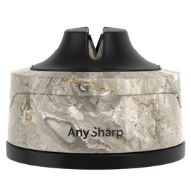 AnySharp Evo Affilacoltelli, Sicurezza Mani Libere, Potente Suzione PowerGrip, Affila Sicuramente Tutti i Coltelli da Cucina, Ideale per Acciaio Temperato e Dentati, Il Migliore del Mondo, Pietra
