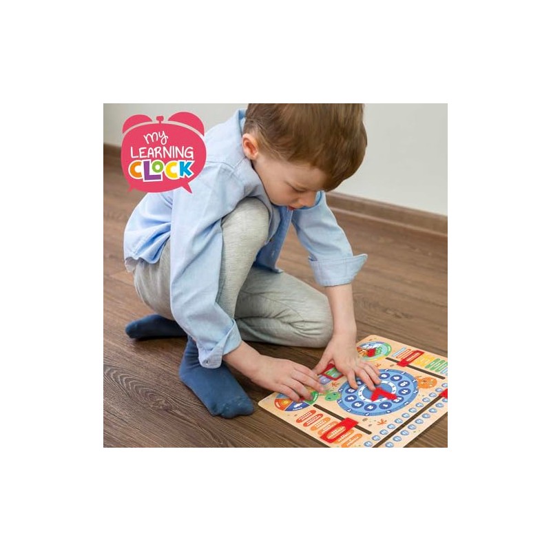 CRAZE My Learning Clock Dino English Language - Wooden Learning