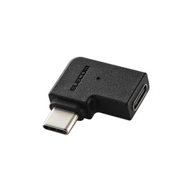 Elecom Type-C Adapter, L-Shaped Horizontal USB-C to C Converter, USB3.2 (Gen2) 10Gbps, 60w, Black, AD-CFCML01BK
