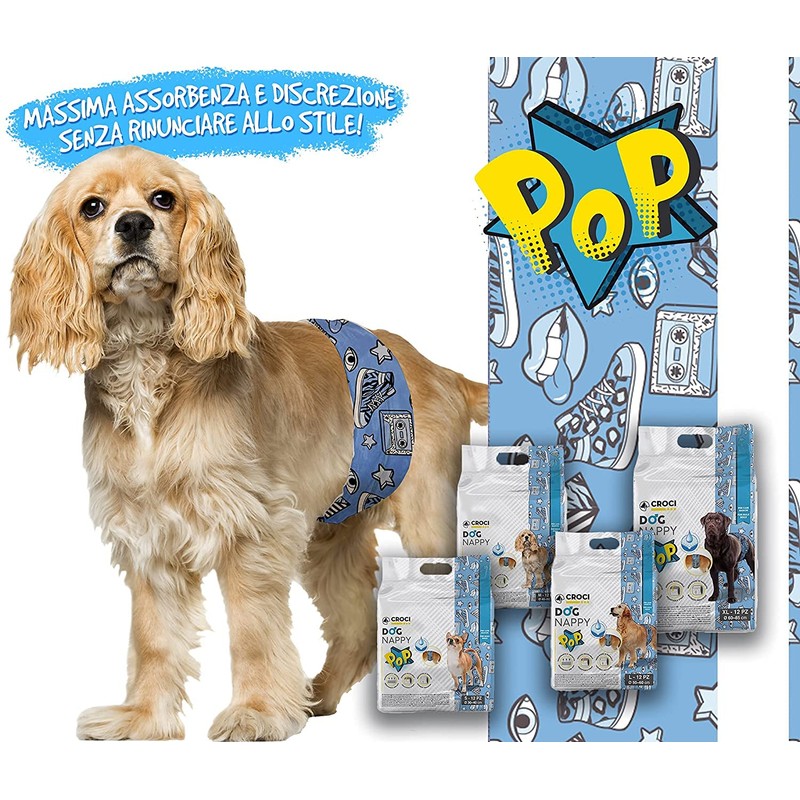 Croci Dog Nappy Suction Band for Male Dogs Pop Md