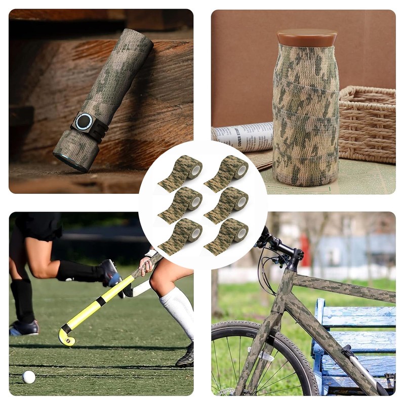 Favuit Camo Wrap Tape, 6 Roll Military Camouflage Stretch Form