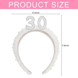ANBALA 30 Pearl Headband 30th Birthday Gifts Happy 30th Birthday Headband