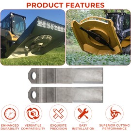 MOTOQUEEN Heavy Duty Replacement Bush Hog Rotary Grass Cutter Blades Mower Blade 10mm Mild Steel for Mower King Skidsteer 2-3/8" x 14" x 3/8" Rotary Replacement Blades for Brush Mowers (2 Blade Set)