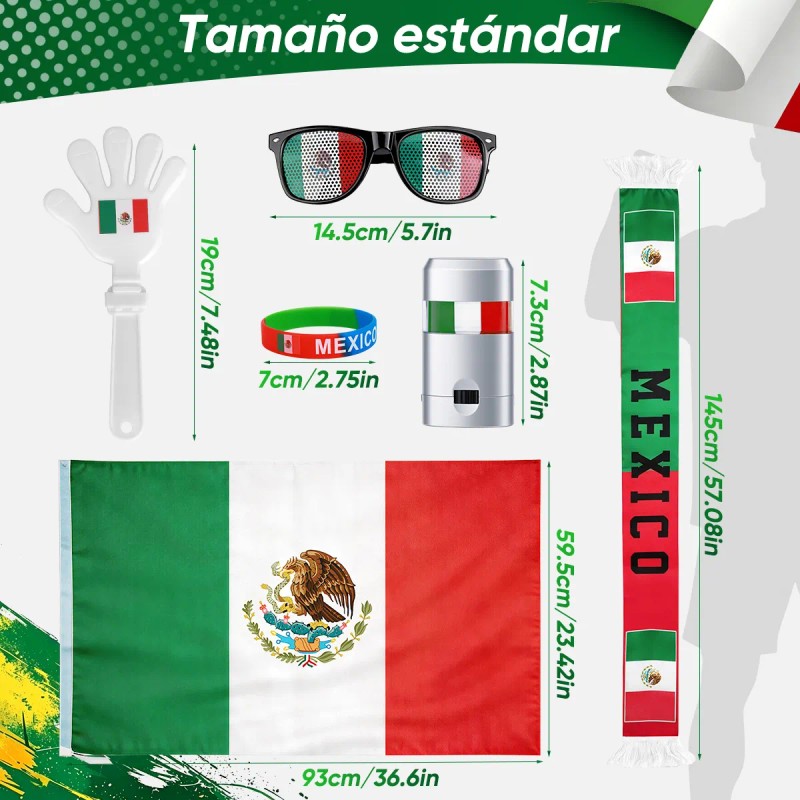 Fiesta Fútbol Paquete México 6 Kits De Cotillón Copa Mundial