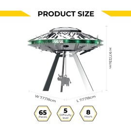 METAL-TIME UFO Model, Unidentified Flying Object Metal DIY Model Kit, 3D Metal Electronic Model Kits to Build for Adults, Model Flying Saucer Stellar Raiders, 80 Pieces.