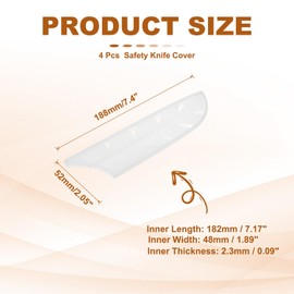 PATIKIL ABS Safety Knife Cover Sleeves for 7" Santoku Knife, Universal Chopping Edge Guard Blade Protector Sheath for Kitchen Bar, White, 18.2cm L, Pack of 4