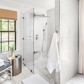 LCEVCGK Shower Faucet Set Complete with Tub Spout Shower System Wall Mounted with 8 inch Rainfall Shower Head and Handheld Shower Rain Shower Combo for Bathroom, Brushed Nickel