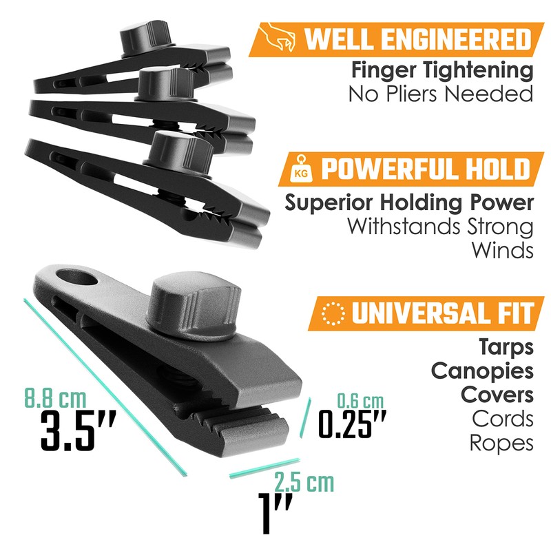 12 Pack - Tarp Clips Heavy Duty Lock Grip -