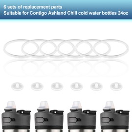 6pcs Gasket & 6pcs Vent Valve for Contigo Ashland Chill Water Bottle 24oz, Silicone O Ring Replacement Parts Water Bottle Seal Ring for Contigo Water Bottle Lid
