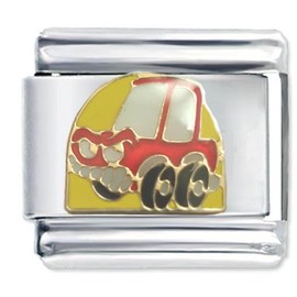 Quiges 9 mm Italian Style Charm Model Stainless Steel Red Car for Italy Charm Bracelets, Stainless Steel