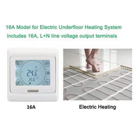 Wengart Room Thermostats WG809,7-day Programmable LCD Display Touch Screen 230V 16A for Electric Underfloor Heating Wall Mounted White