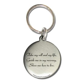 Serenity is Forever 23 Year NA Narcotics Anonymous Anniversary Medallion Keychain for Clean Birthday with 3rd Step Prayer