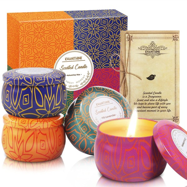 KWANITHINK Velas perfumadas para mujer, juego de velas de aromaterapia, vela relajante para meditación, velas de soja para el hogar, 4 unidades