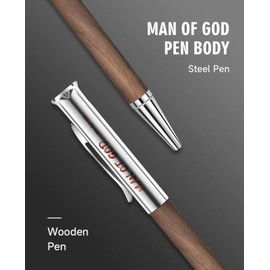 BDJBXK Christian Gifts for Men: Engraved Man of God Luxury Walnut Wood Rollerball Pen - Perfect Pastor Appreciation, Father's Day & Christian Graduation Gifts