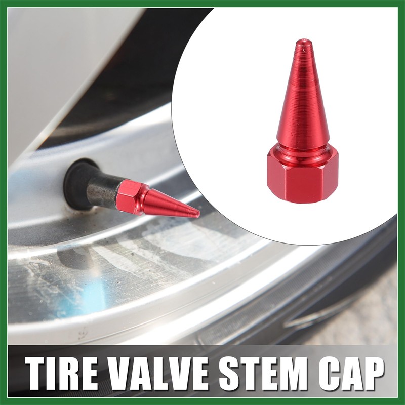 Motoforti 8pcs Red Car Spike Wheel Tyre Tire Valve Air