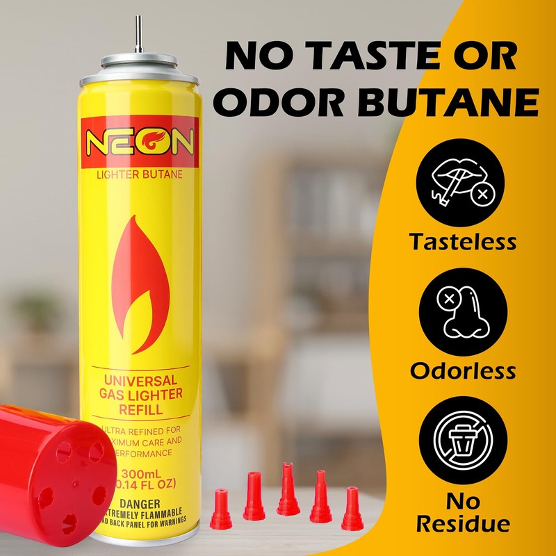 NEON Butane Fuel Refill, 300ml x 4 Cans Ultra Refined