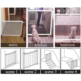 Indoor Dog Fence, Foldable Insulation Net Grid, Portable, Retractable Stair Dog Gate for Cats (72 x 100 cm)